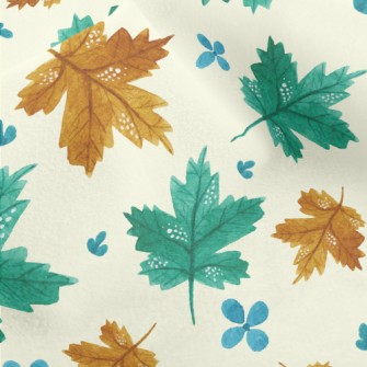 Flowers And Maple Leaves Micro Fleece