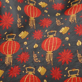 Red Flower Lantern Minky