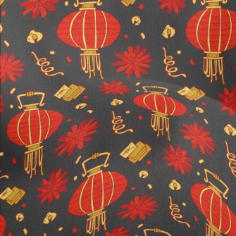 Red Flower Lantern Lightweight Performance Linen