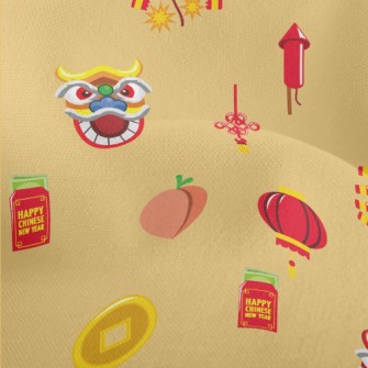 Lion Dance Firecrackers Lightweight Performance Linen