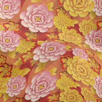 Peonies In Bloom Lightweight Performance Linen
