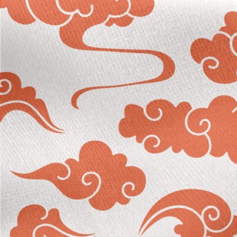 Orange Clouds Jersey Backed Fleece