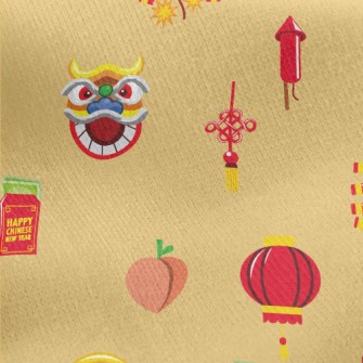 Lion Dance Firecrackers Jersey Backed Fleece