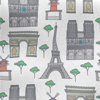 Paris Landmarks Jersey Backed Fleece