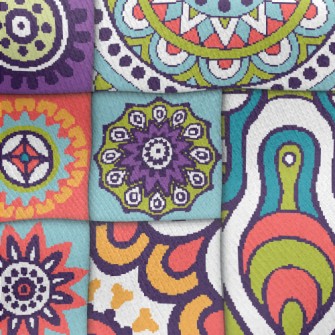 Flower Splicing Jersey Backed Fleece