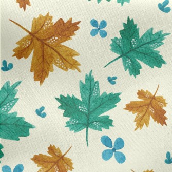 Flowers And Maple Leaves Jersey Backed Fleece