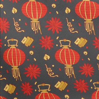 Red Flower Lantern Pongee