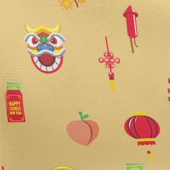 Lion Dance Firecrackers Pongee