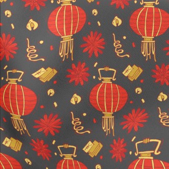 Red Flower Lantern Lightweight Cotton Poplin