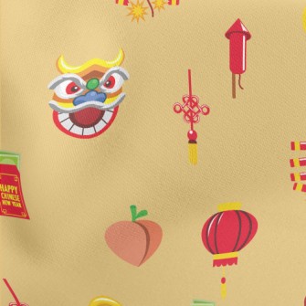 Lion Dance Firecrackers Lightweight Cotton Poplin