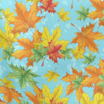 Bright Maple Leaves Lightweight Cotton Poplin