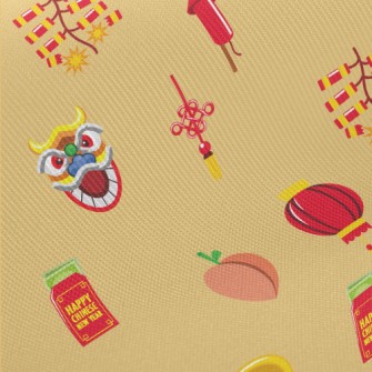 Lion Dance Firecrackers Midweight Cotton Poplin