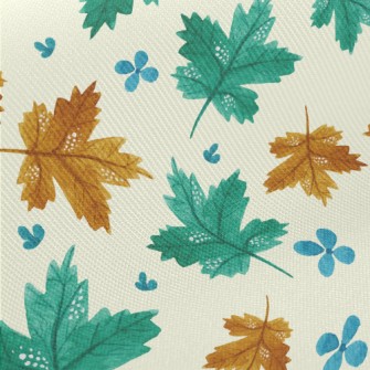 Flowers And Maple Leaves Midweight Cotton Poplin