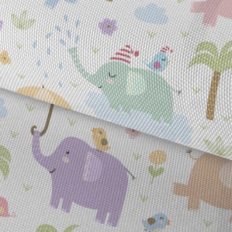 Colorful Elephants Love To Be  Waterproof Oxford