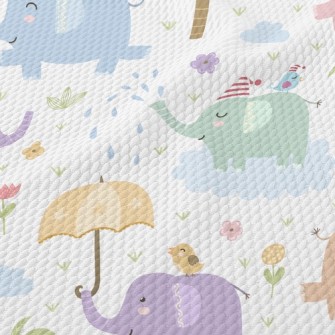 Colorful Elephants Love To Be  Birdseye Piqué