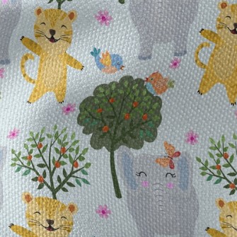 Happy Leopard Playing With Ele Waterproof Canvas