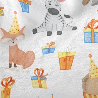 Zebra Fox Celebrates Birthday Minky