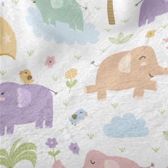 Colorful Elephants Love To Be  Minky