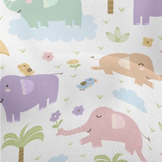 Colorful Elephants Love To Be  Lightweight Performance Linen