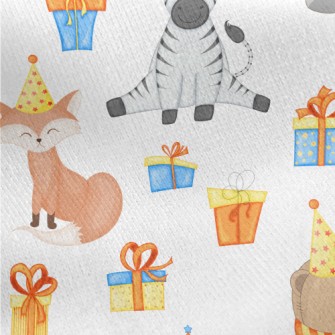 Zebra Fox Celebrates Birthday Jersey Backed Fleece