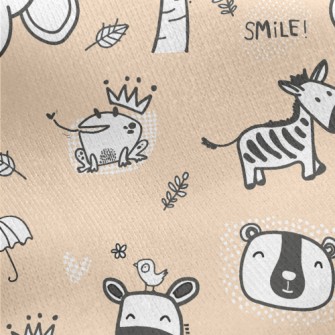 Frog Zebra Elephant Jersey Backed Fleece