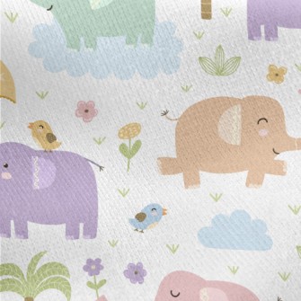 Colorful Elephants Love To Be  Jersey Backed Fleece