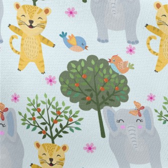 Happy Leopard Playing With Ele Pongee