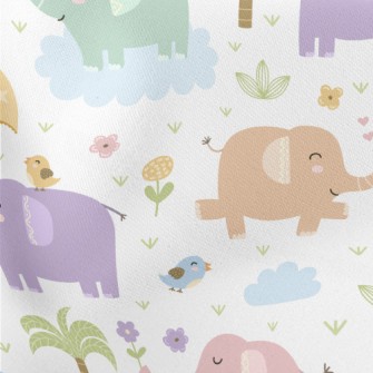 Colorful Elephants Love To Be  Lightweight Cotton Poplin