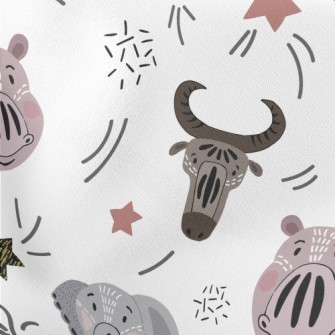 Facial Totem Animals Lightweight Cotton Poplin