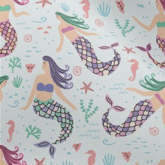 Cartoon Hand Drawn Mermaid Chiffon