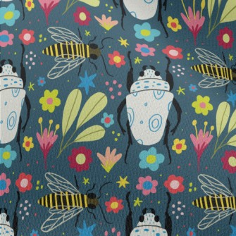 Colorful Flowers And Insects Chiffon