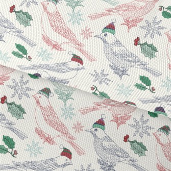 Hand Drawn Christmas Birds Waterproof Oxford