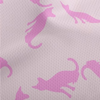 Pink Cat Silhouette Athletic Mesh Flat Back