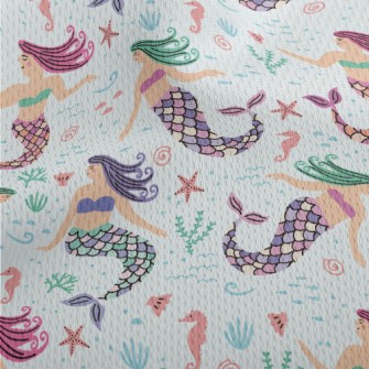 Cartoon Hand Drawn Mermaid Athletic Mesh Flat Back