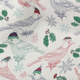 Hand Drawn Christmas Birds Terry