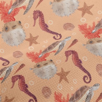 Watercolor Underwater World Performance Linen