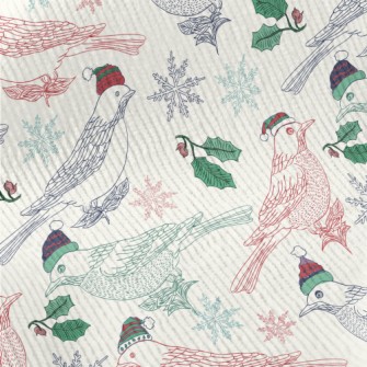 Hand Drawn Christmas Birds Standard Corduroy