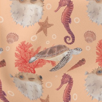 Watercolor Underwater World Stretch Ponte