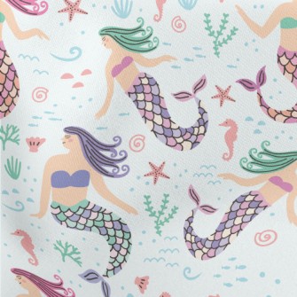 Cartoon Hand Drawn Mermaid Stretch Ponte