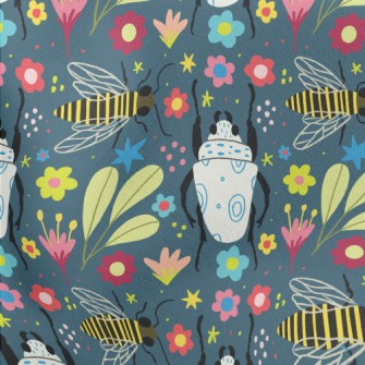Colorful Flowers And Insects Stretch Ponte