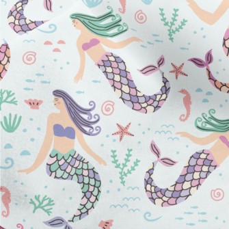 Cartoon Hand Drawn Mermaid Micro Fleece