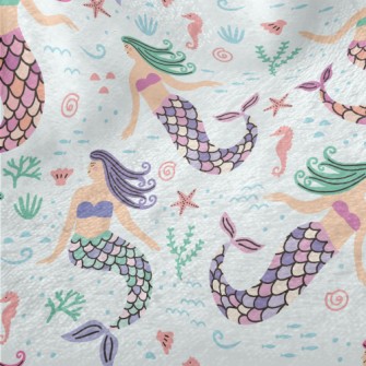 Cartoon Hand Drawn Mermaid Minky