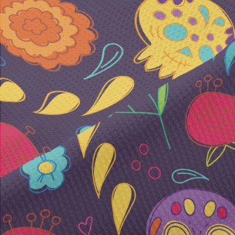 Cute Day Of The Dead Pattern Piqué