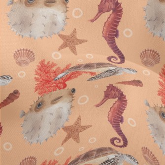 Watercolor Underwater World Lightweight Performance Linen
