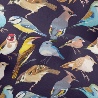 Realistic Hand Drawn Songbird Lightweight Performance Linen