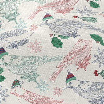 Hand Drawn Christmas Birds Modern Jersey