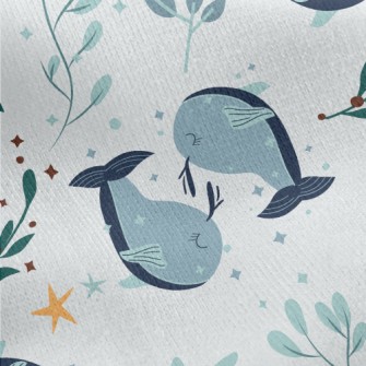 Elegant Cartoon Whale Jersey Backed Fleece
