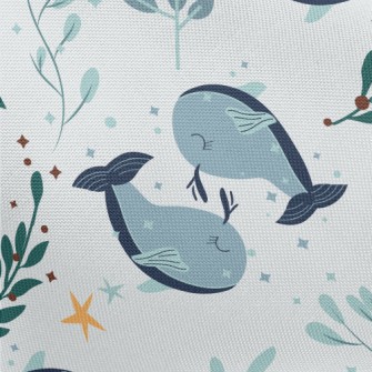 Elegant Cartoon Whale Pongee