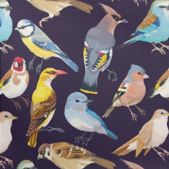 Realistic Hand Drawn Songbird Pongee