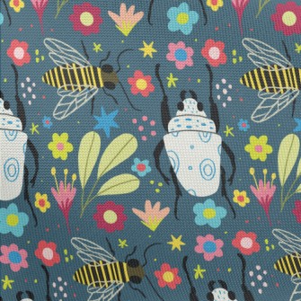 Colorful Flowers And Insects Pongee